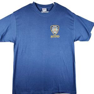 Official NYPD Police‎ Department T-Shirt with Embroidered Badge Logo Navy Blue